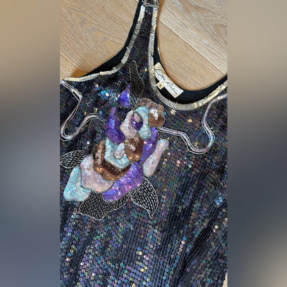 Vintage Gatsby Fringed Roaring 20s Sequin Dress | BLACK | Lillie Rubin | L | EVC - Picture 10 of 13